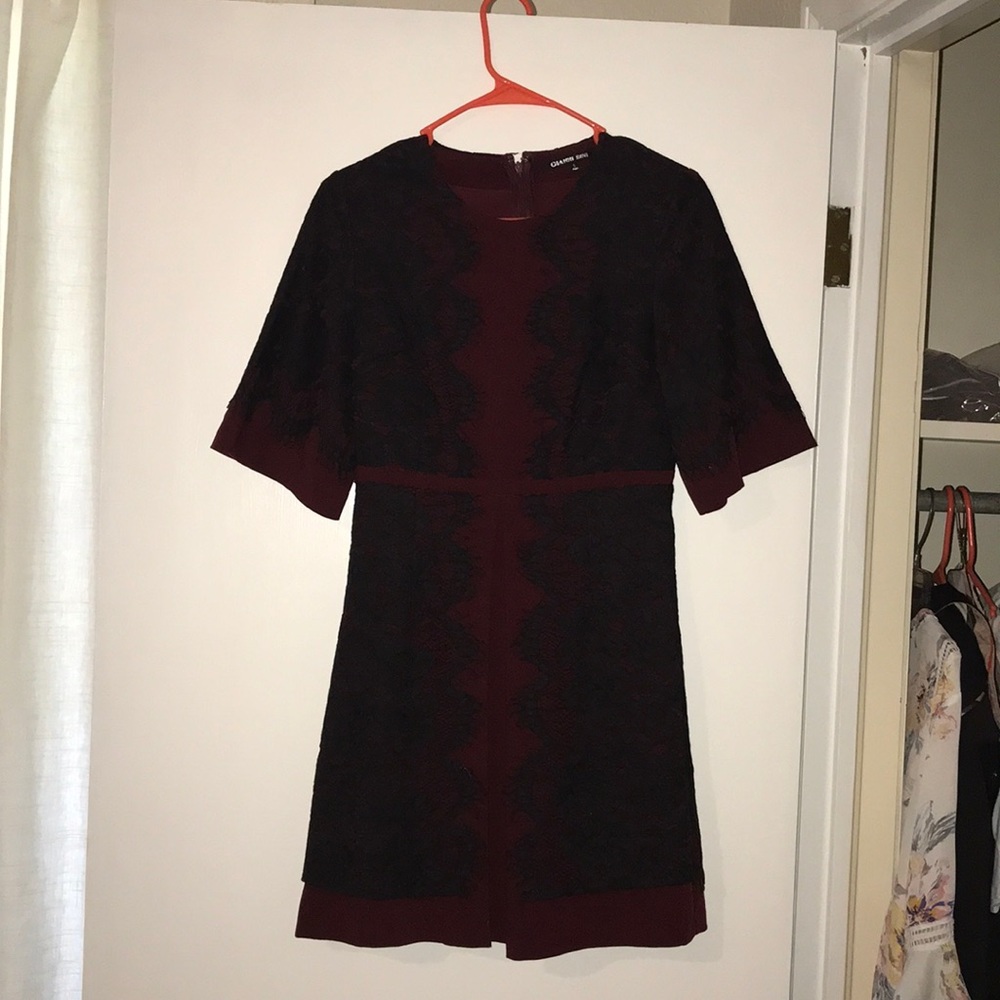 Gianni Bini - S - maroon and black lace dress
